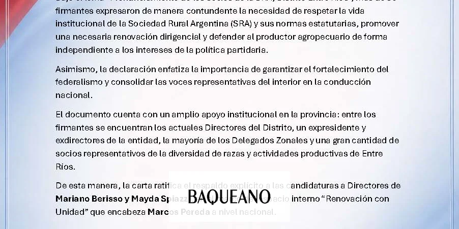 Elecciones en SRA