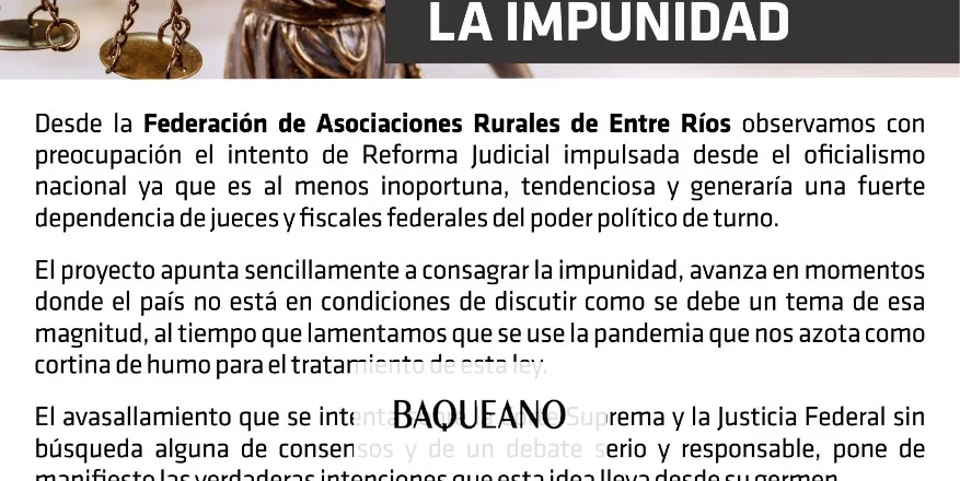 Farer emite un comunicado ante la búsqueda de la reforma judicial