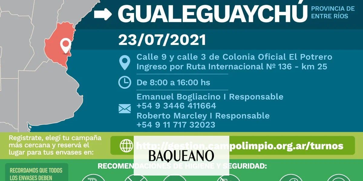 Recolección de envases vacíos en Gualeguaychú